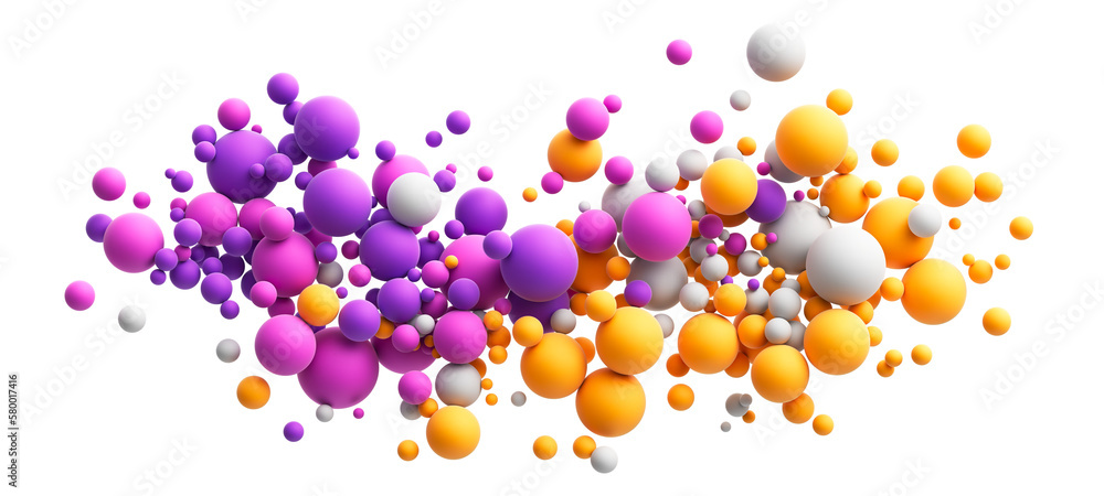 Aufkleber abstract composition with colorful random spheres. colorful matte soft balls in different sizes flyi