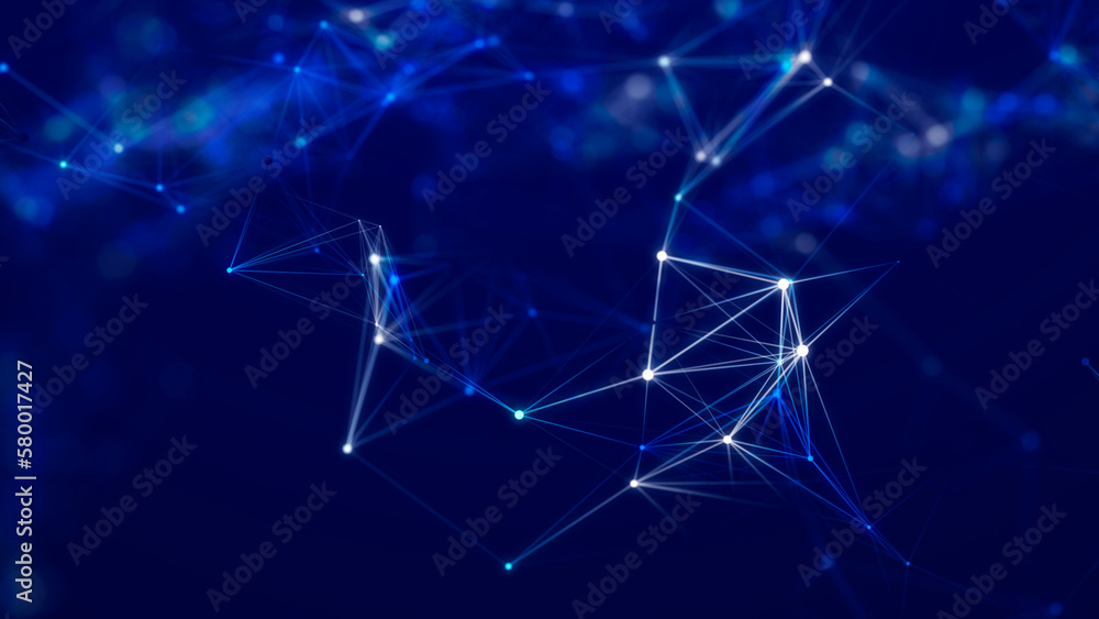 Aufkleber Digital technology background. Network connection dots and lines. Futuristic background for presentation design. 3d