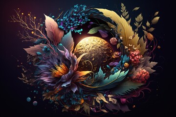 Fototapeta na wymiar Abstract flowers surreal illustration. Generative AI