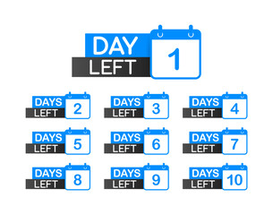 Days countdown. Days to go 1 2 3 4 5 6 7 8 9 10. The days left badges set. Product limited promo