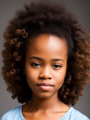 Fototapeta premium AI Captivating Portrait of a Beautiful African Girl with Stunning Features and Radiant Smile