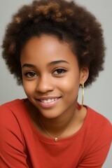 AI Captivating Portrait of a Beautiful African Girl with Stunning Features and Radiant Smile