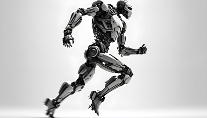 Fototapeta na wymiar robot running isolted white background -AI-generated