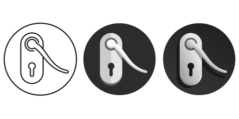 Door knob icon - color, flat and outline