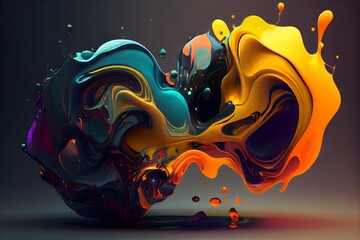 Colorful abstract painting background.  Art to print. Created with generative Ai technology.