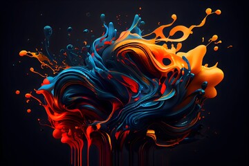 Colorful abstract painting background.  Art to print. Created with generative Ai technology.