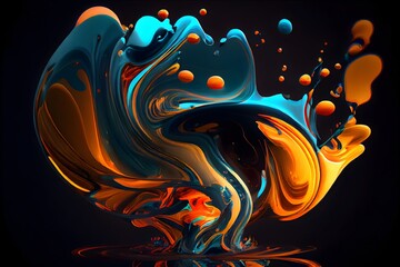 Colorful abstract painting background.  Art to print. Created with generative Ai technology.