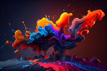 Colorful abstract painting background.  Art to print. Created with generative Ai technology.