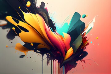 Colorful abstract painting background.  Art to print. Created with generative Ai technology.