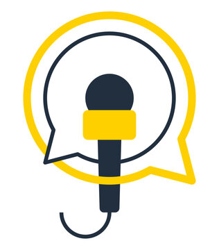 Media interview icon - speech bubble, microphone