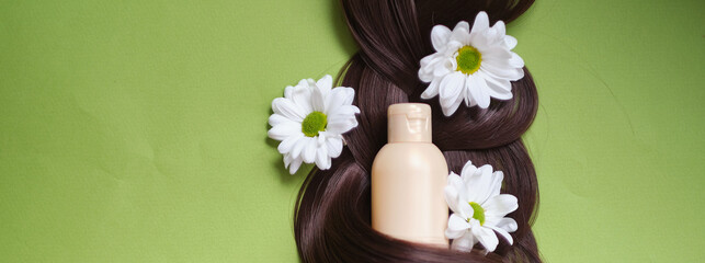 sustainable and cruelty-free products nourish and revitalize your hair and scalp, leaving you with healthy, radiant locks. Nature's beauty of hair adorned with ferns and daisies.