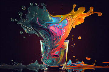 Colorful abstract painting background.  Art to print. Created with generative Ai technology.