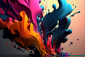 Colorful abstract painting background.  Art to print. Created with generative Ai technology.