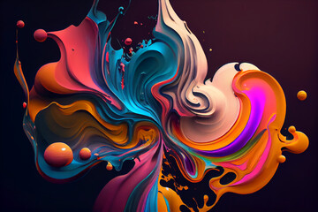 Colorful abstract painting background.  Art to print. Created with generative Ai technology.