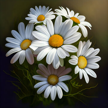 Bouquet of many white field daisies - AI generated image