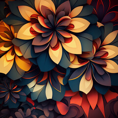 A Stunning Display of 3D Flowers, a Colorful and Vibrant Backdrop that Invokes the Beauty and Complexity of Nature's Flora - Generative AI