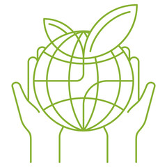 Save Planet icon - hand and globe in thin line