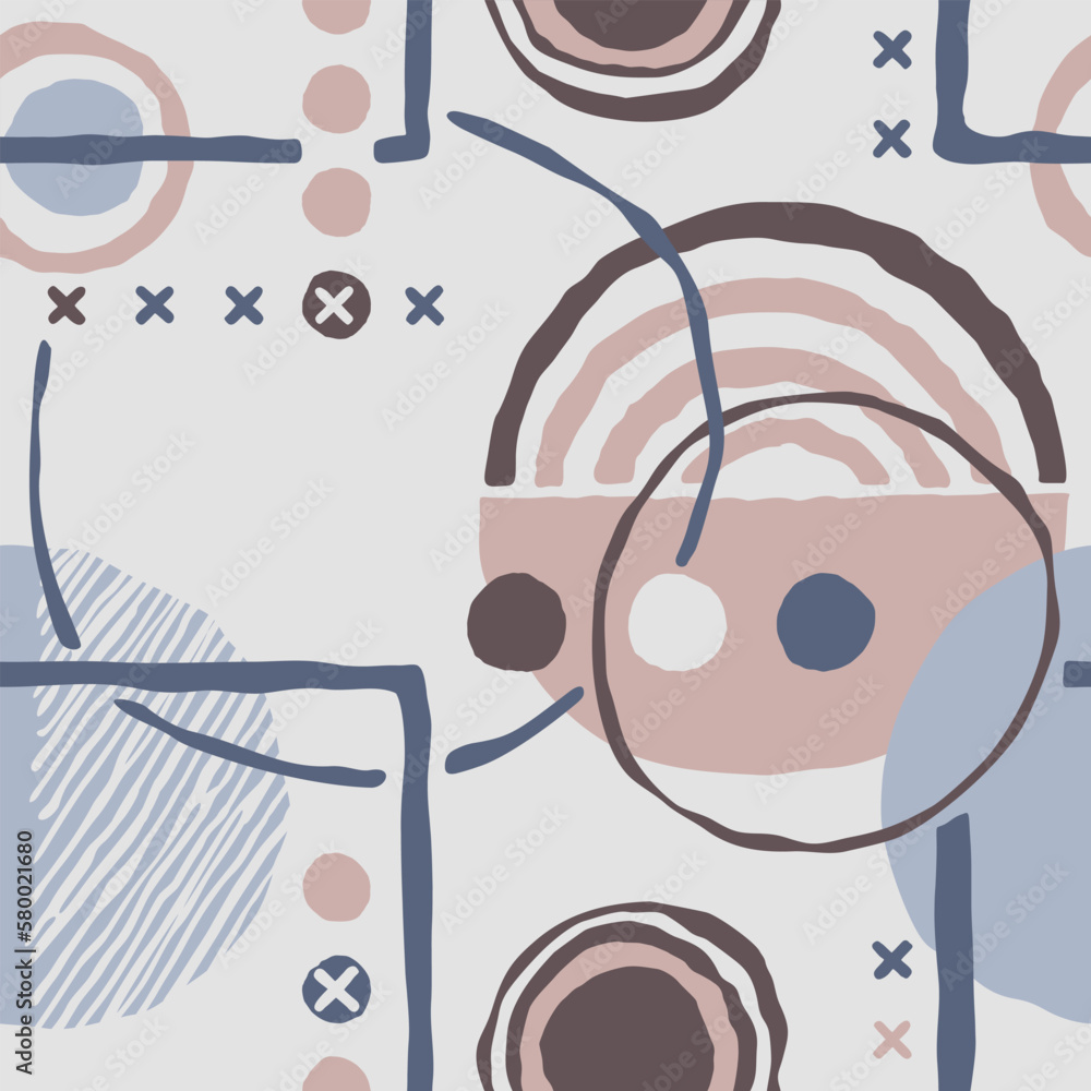 Poster abstract seamless pattern with random shapes