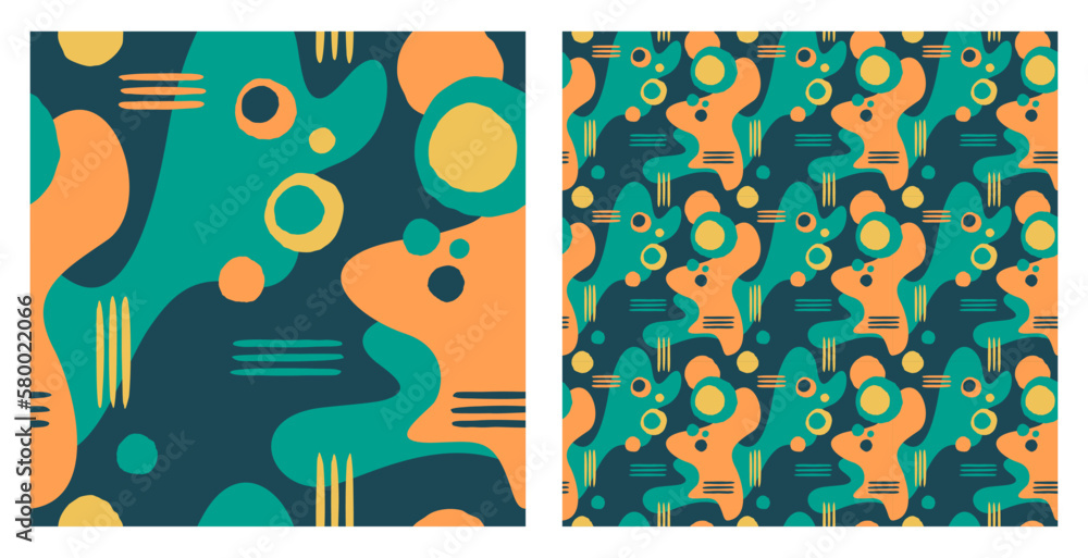 Poster seamless pattern with with random drawn shapes