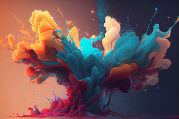 Colorful abstract painting background.  Art to print. Created with generative Ai technology.