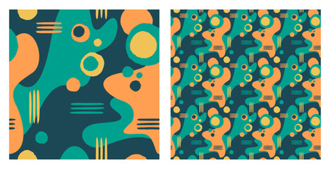 Seamless pattern with with random drawn shapes