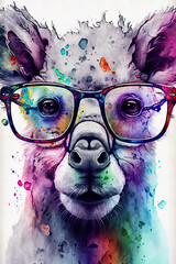 Koala wearing eyeglasses, Psychedelic Illustration. Generative AI