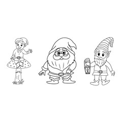 Cartoon Cute Gnomes for Coloring Pages