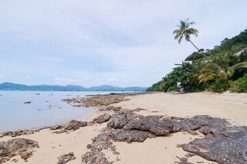 A peaceful view of the tropical sand beach.