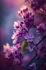 Fototapeta na wymiar beautiful spring background, daylight, purple color background, cherry blossom, AI