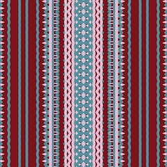 zigzag textile carpet texture pattern. decorative background illustration. maroon green and pink colored graphic design. 