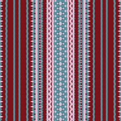 zigzag textile carpet texture pattern. decorative background illustration. maroon green and pink colored graphic design. 