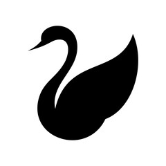 Swan black icon. Stylized vector glyph isolated on white background. Best for seamless patterns, polygraphy, logo creating, mobile apps and web design.