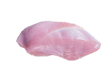 Raw whole big turkey breast fillet.  Isolated, transparent background
