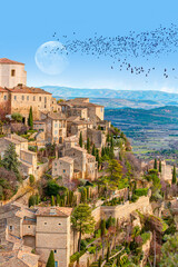 Beautiful medieval town Gordes - Provence, France - obrazy, fototapety, plakaty
