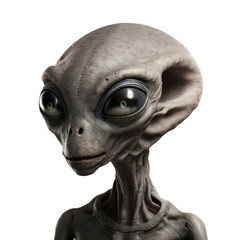 A grey alien with a large head and a large nose. Generative AI