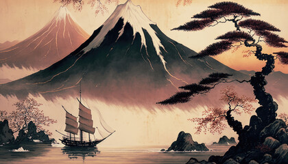 Elegance and Harmony: Exploring the Backgrounds in Japanese Painting AI Generated

