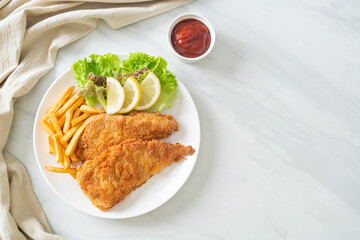 Homemade Breaded Weiner Schnitzel with Potato Chips