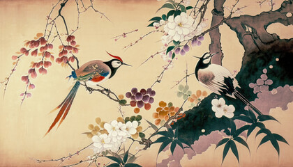 Elegance and Harmony: Exploring the Backgrounds in Japanese Painting AI Generated
