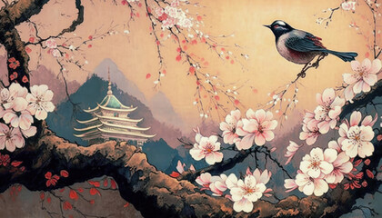 Elegance and Harmony: Exploring the Backgrounds in Japanese Painting AI Generated
