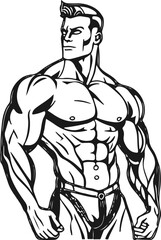 Fototapeta na wymiar Bodybuilder male silhouette isolated on white background vector illustration. Vector fitness gym graphics illustration.