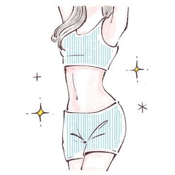 woman in blue striped activewear clip art preview