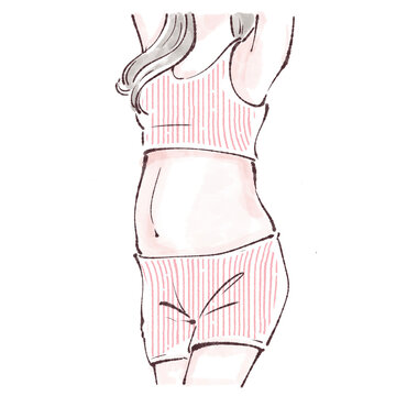 woman in pink striped activewear clip art preview