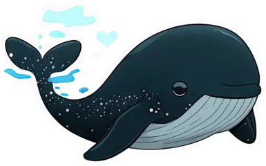 Door stickers Whale Cute whale cartoon sticker illustration - happy animal - generative AI 