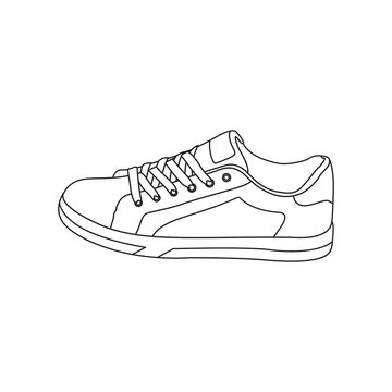 Illustration vector graphic of Shoes. Shoe line art style isolated on a white background. The illustration is Suitable for banners, flyers, stickers, Cards, etc.