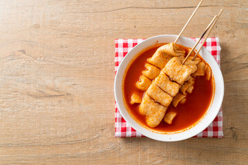 Odeng - Korean fish cake skewer in Korean spicy soup
