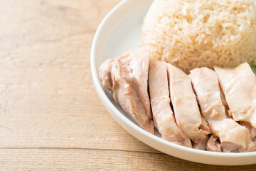 Hainanese chicken rice or rice steamed with chicken soup