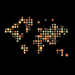 World Silhouette Pixelated pattern map illustration