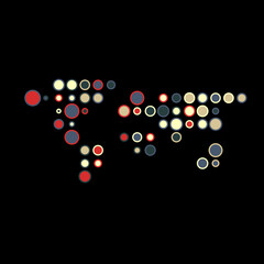 World Silhouette Pixelated pattern map illustration