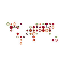 World Silhouette Pixelated pattern map illustration