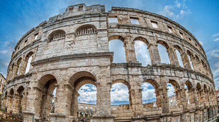 Fototapeta premium Pula Arena, a Roman amphitheatre in Pula, Croatia, dated from 68 BC